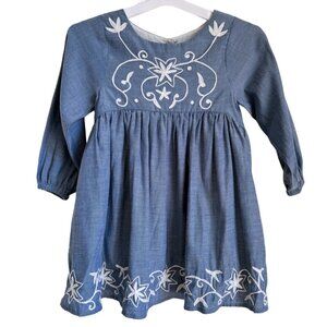 Pippa & Julie Embroidered Peasant Dress Long Sleeve Cotton 24M Toddler Baby Girl
